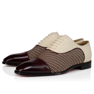 Greggory – Oxfords – Calf Leather, Twill Weave and Suede Leather – White and Brown – Men
