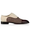 Greggory – Oxfords – Calf Leather, Twill Weave and Suede Leather – White and Brown – Men Greggory – Oxfords – Calf Leather, Twill Weave and Suede Leather – White and Brown – Men