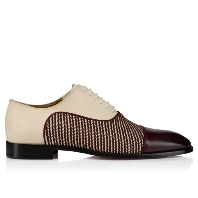 Greggory – Oxfords – Calf Leather, Twill Weave and Suede Leather – White and Brown – Men Greggory – Oxfords – Calf Leather, Twill Weave and Suede Leather – White and Brown – Men