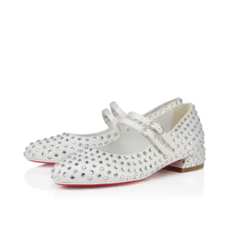 Jane Fille Strass Boum – Ballerinas – Crepe Satin and Strass – Ivory – Kids