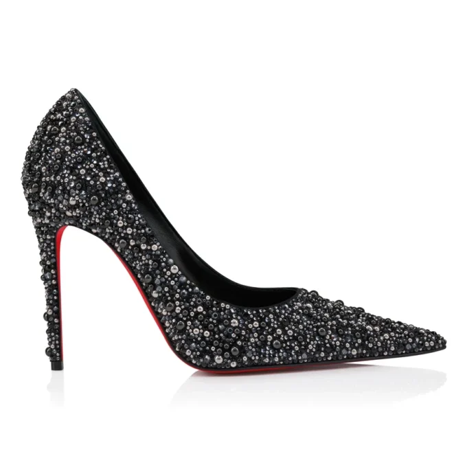 Kate Max Perla – 100 Mm Pumps – Crepe Satin, Strass and Pearls – Black – Women Kate Max Perla – 100 Mm Pumps – Crepe Satin, Strass and Pearls – Black – Women