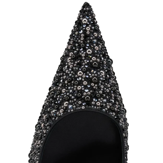 Kate Max Perla – 100 Mm Pumps – Crepe Satin, Strass and Pearls – Black – Women Kate Max Perla – 100 Mm Pumps – Crepe Satin, Strass and Pearls – Black – Women