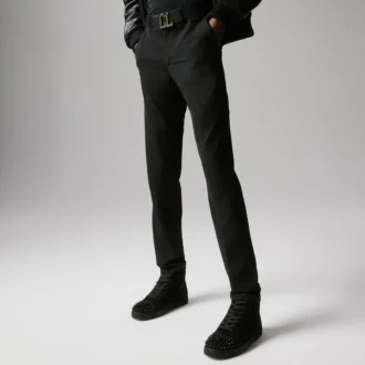 Lou Spikes – High-Top Sneakers – Suede and Spikes – Black – Men