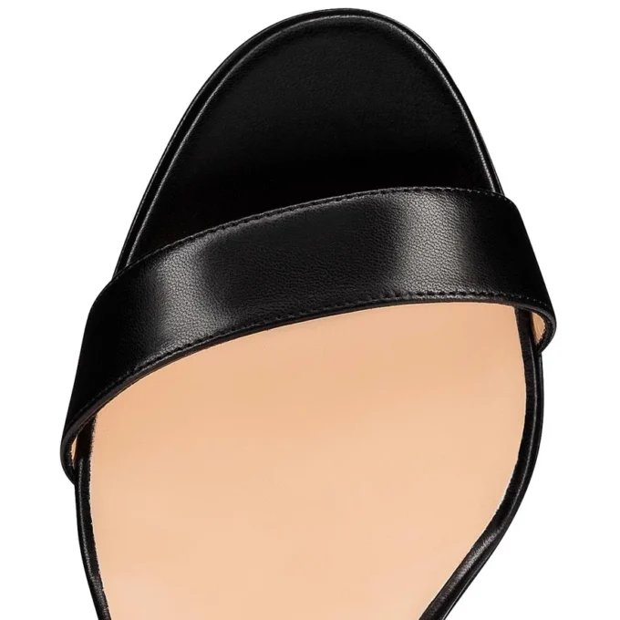 Loubi Queen – 100 Mm Strappy Sandals – Nappa Leather – Black – Women