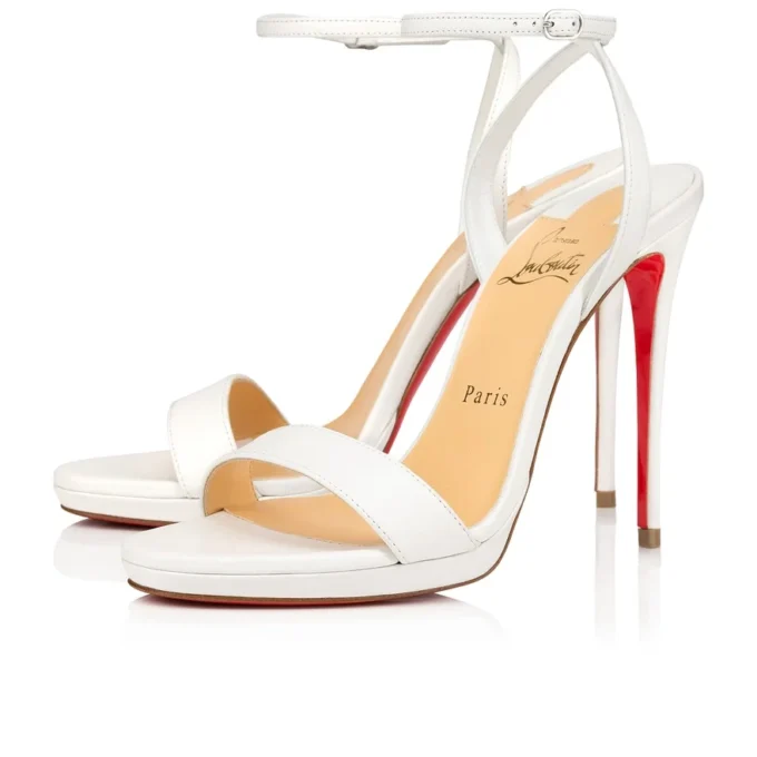 Loubi Queen – 120 Mm Sandals – Lamb Nappa Leather – Bianco Loubi Queen – 120 Mm Sandals – Lamb Nappa Leather – Bianco