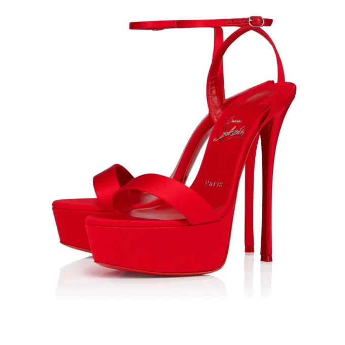 Loubi Queen Alta – 150 Mm Strappy Sandals – Crepe Satin – Loubi – Women Loubi Queen Alta – 150 Mm Strappy Sandals – Crepe Satin – Loubi – Women