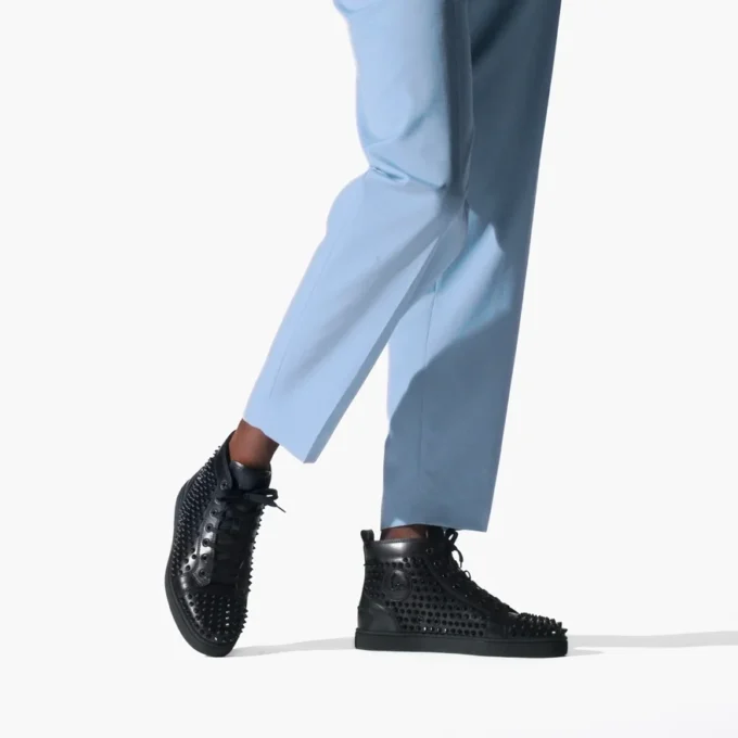 Louis – High-Top Sneakers – Calf Leather and Spikes – Black – Men Louis – High-Top Sneakers – Calf Leather and Spikes – Black – Men