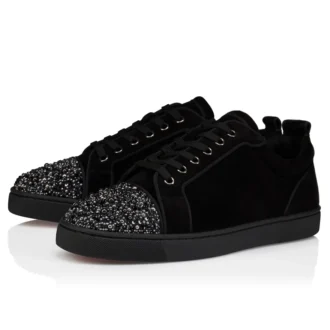 Louis Jr P Perla – Sneakers – Veau Velours and Strass – Black – Men Louis Jr P Perla – Sneakers – Veau Velours and Strass – Black – Men