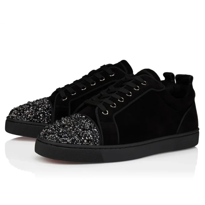 Louis Jr P Perla – Sneakers – Veau Velours and Strass – Black – Men Louis Jr P Perla – Sneakers – Veau Velours and Strass – Black – Men