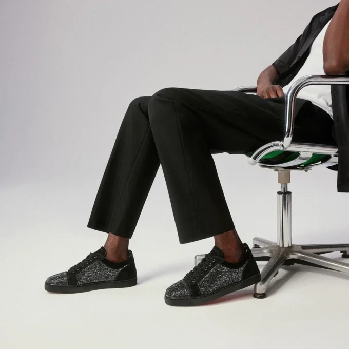 Louis Junior Strass – Sneakers – Suede Calf and Strass – Black – Men Louis Junior Strass – Sneakers – Suede Calf and Strass – Black – Men