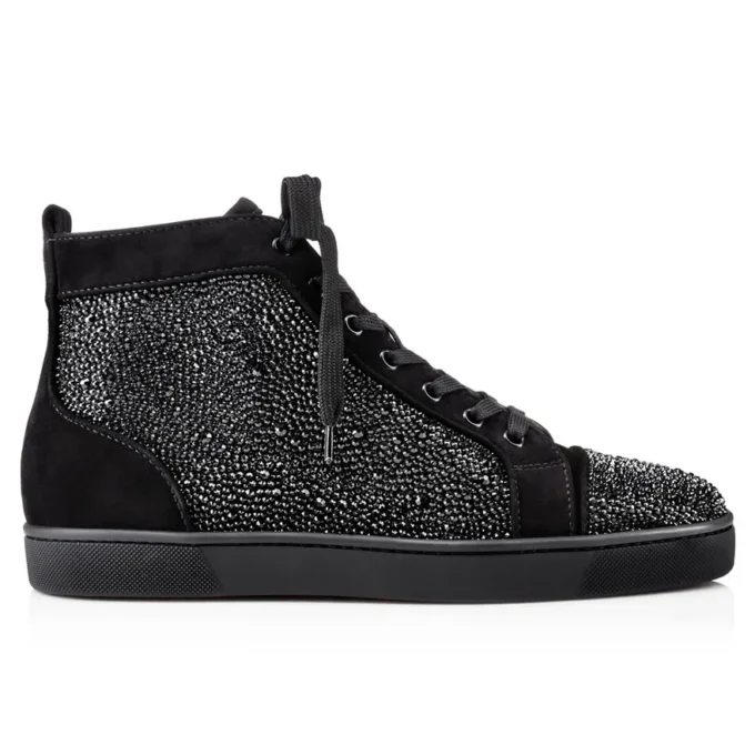 Louis Strass – Sneakers – Veau Velours and Strass – Black – Men Louis Strass – Sneakers – Veau Velours and Strass – Black – Men