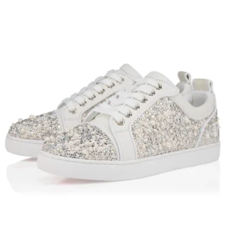 Louiseperla – Sneakers – Crepe Satin, Calf Leather, Strass Et Perles – White – Women