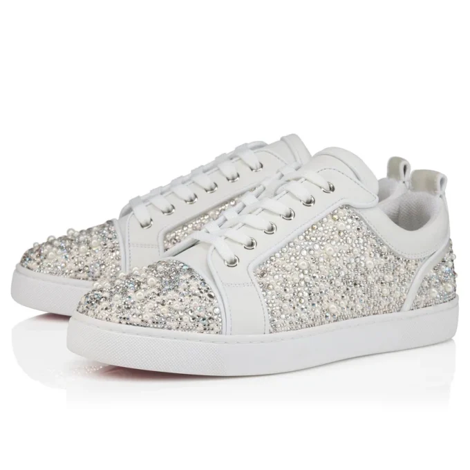Louperla Jr – Sneakers – Crepe Satin, Calf Leather, Strass Et Perles – White – Men Louperla Jr – Sneakers – Crepe Satin, Calf Leather, Strass Et Perles – White – Men