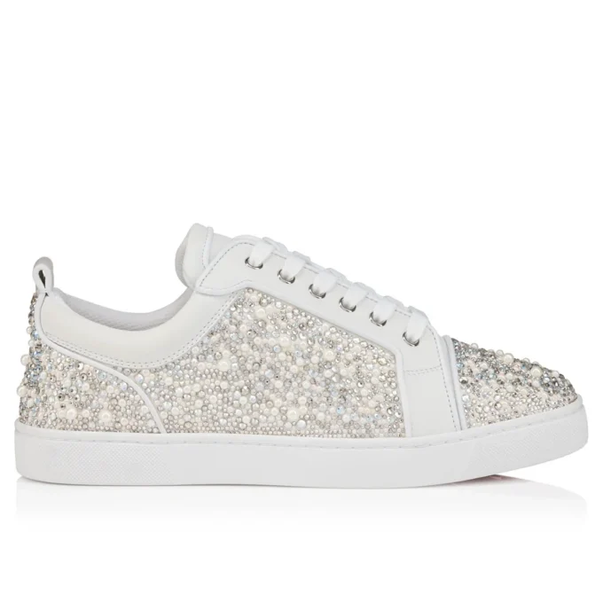 Louperla Jr – Sneakers – Crepe Satin, Calf Leather, Strass Et Perles – White – Men Louperla Jr – Sneakers – Crepe Satin, Calf Leather, Strass Et Perles – White – Men