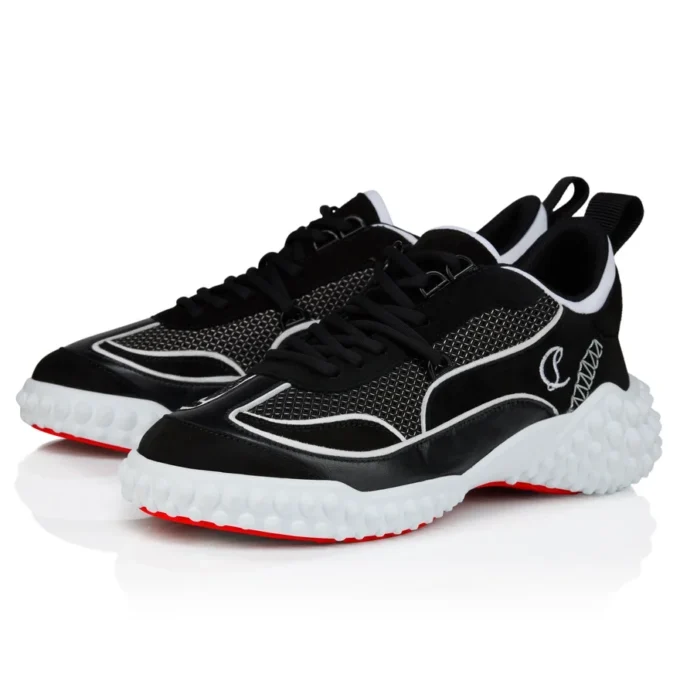 Mara – Sneakers – Veau Velours, Lamb Nappa Leather and Mesh – Black – Women