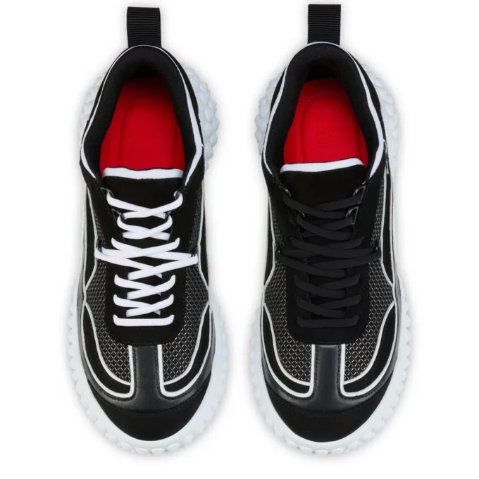 Mara – Sneakers – Veau Velours, Lamb Nappa Leather and Mesh – Black – Women