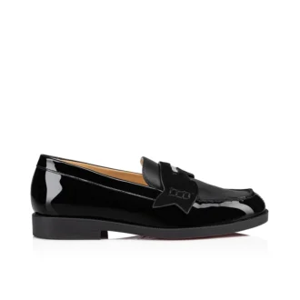 Mini Penny – Loafers – Patent Calf Leather and Suede – Black – Kids