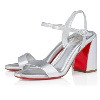 Miss Jane Sandal – 85 Mm Sandals – Laminated Calf Leather – Silver – Women Miss Jane Sandal – 85 Mm Sandals – Laminated Calf Leather – Silver – Women