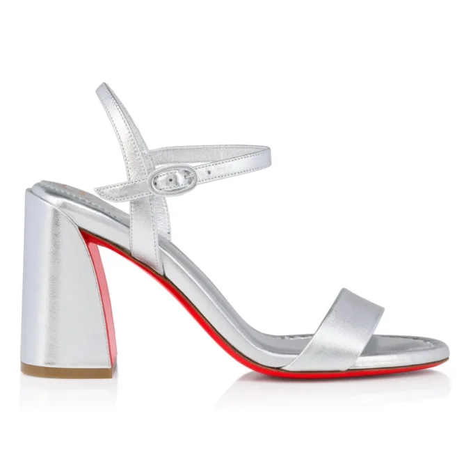 Miss Jane Sandal – 85 Mm Sandals – Laminated Calf Leather – Silver – Women
