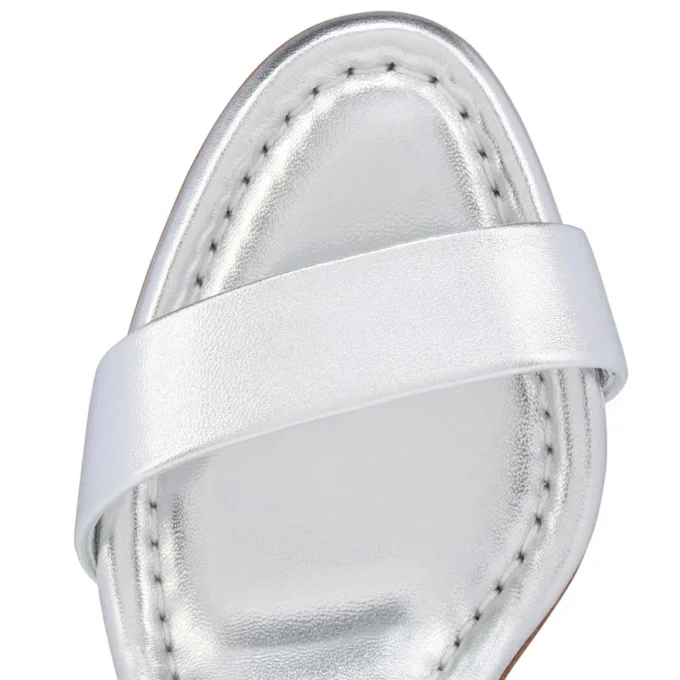 Miss Jane Sandal – 85 Mm Sandals – Laminated Calf Leather – Silver – Women