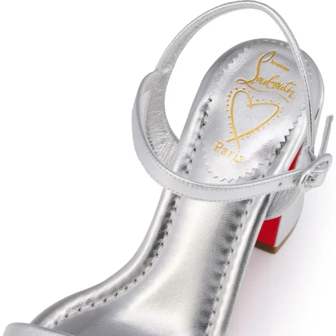 Miss Jane Sandal – 85 Mm Sandals – Laminated Calf Leather – Silver – Women