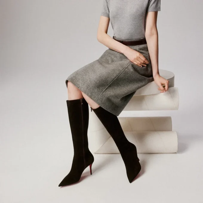 Miss Z Botta – 80 Mm Boots – Veau Velours – Cafa – Women