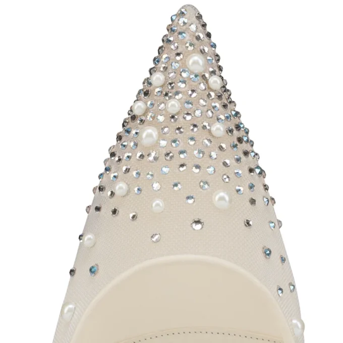 Miss Z Degrastrass Perla – 100 Mm Pumps – Mesh, Nappa Leather, Strass and Pearls – Bianco – Women Miss Z Degrastrass Perla – 100 Mm Pumps – Mesh, Nappa Leather, Strass and Pearls – Bianco – Women