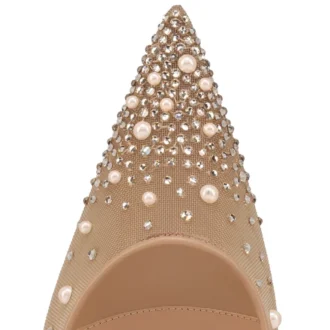 Miss Z Degrastrass Perla – 100 Mm Pumps – Mesh, Nappa Leather, Strass and Pearls – Blush – Women
