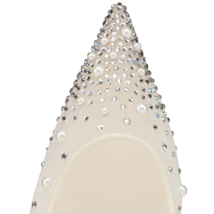 Miss Z Degrastrass Perla – 80 Mm Pumps – Mesh, Nappa Leather, Strass and Pearls – Bianco – Women Miss Z Degrastrass Perla – 80 Mm Pumps – Mesh, Nappa Leather, Strass and Pearls – Bianco – Women