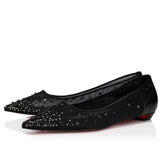 Miss Z Degrastrassina Perla – Ballerinas – Mesh, Nappa Leather, Strass and Pearls – Black – Women