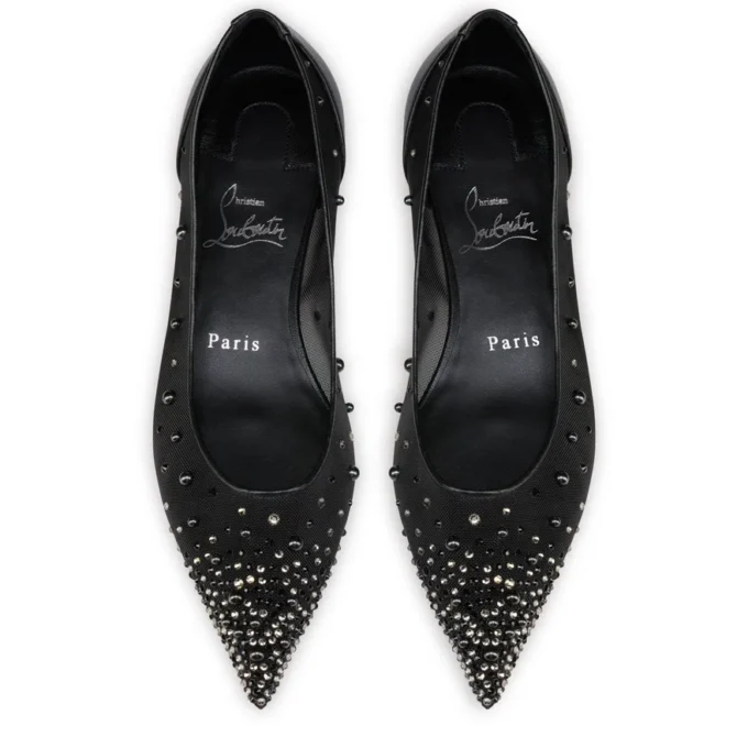 Miss Z Degrastrassina Perla – Ballerinas – Mesh, Nappa Leather, Strass and Pearls – Black – Women