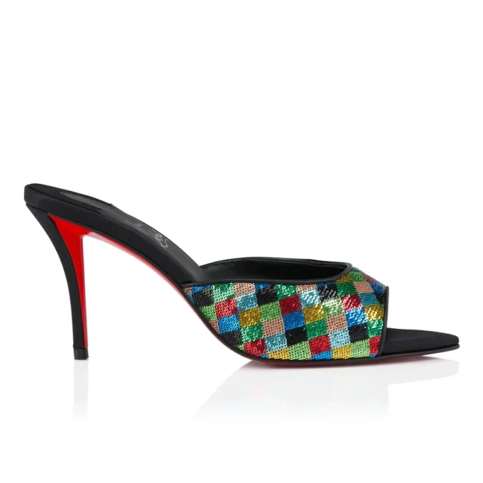 Miss Z Mule Arlequin – 80 Mm Mules – Micro-Sequins Embroidered Crepe Satin – Multicolor – Women