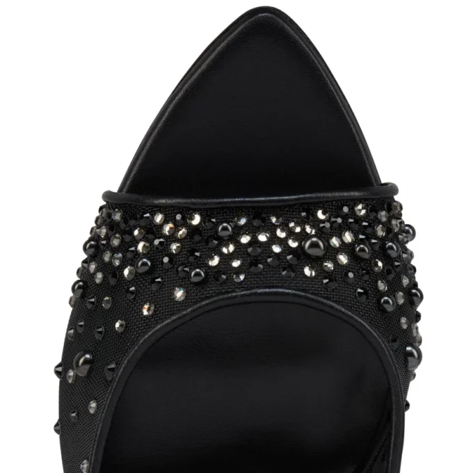 Miss Z Mule Degrasstrass Perla – 100 Mm Mules – Mesh, Nappa Leather and Pearls – Black – Women Miss Z Mule Degrasstrass Perla – 100 Mm Mules – Mesh, Nappa Leather and Pearls – Black – Women