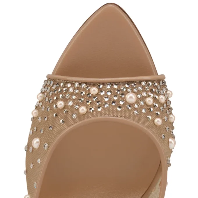 Miss Z Mule Degrasstrass Perla – 100 Mm Mules – Mesh, Nappa Leather and Pearls – Blush – Women Miss Z Mule Degrasstrass Perla – 100 Mm Mules – Mesh, Nappa Leather and Pearls – Blush – Women