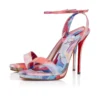 Miss Z Sandal Queen – 120 Mm Strappy Sandals – Peonies Printed China Fabric – Multicolor – Women