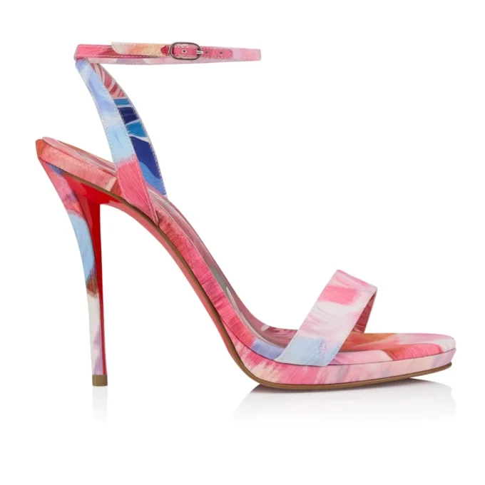 Miss Z Sandal Queen – 120 Mm Strappy Sandals – Peonies Printed China Fabric – Multicolor – Women