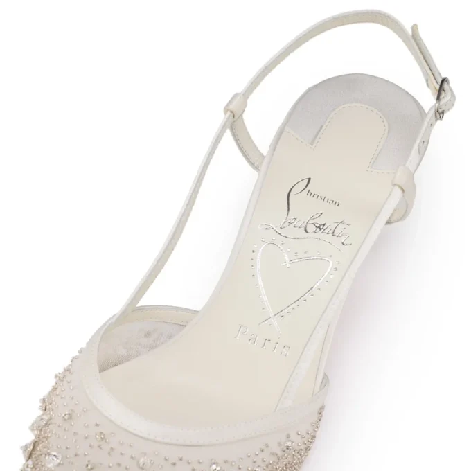 Miss Z Sling Sparkling – 60 Mm Slingback Pumps – Mesh and Strass – Version Ivory – Women