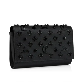 Paloma – Clutch – Grained Calf Leather and Spikes Loubinthesky – Black