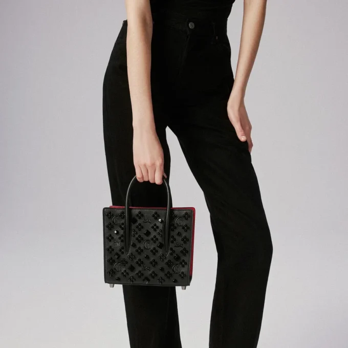 Paloma Mini – Top Handle Bag – Grained Calf Leather and Spikes Loubinthesky – Black Paloma Mini – Top Handle Bag – Grained Calf Leather and Spikes Loubinthesky – Black