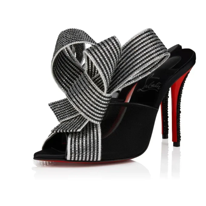 Pellicola – 100 Mm Sandals – Lamb Nappa Leather, Crepe Satin and Mesh – Black – Women Pellicola – 100 Mm Sandals – Lamb Nappa Leather, Crepe Satin and Mesh – Black – Women