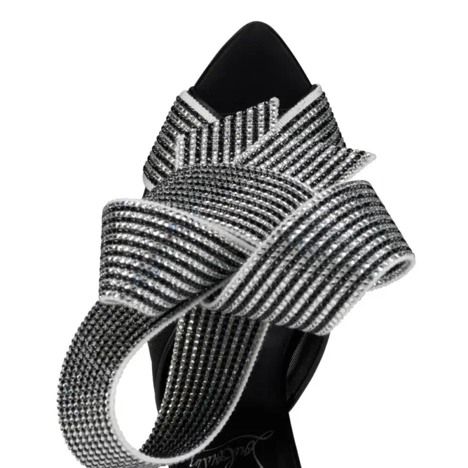 Pellicola – 100 Mm Sandals – Lamb Nappa Leather, Crepe Satin and Mesh – Black – Women Pellicola – 100 Mm Sandals – Lamb Nappa Leather, Crepe Satin and Mesh – Black – Women