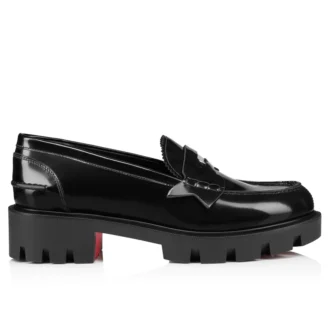 Penny Lug – Loafers – Abrasivato Calf Leather – Black – Women