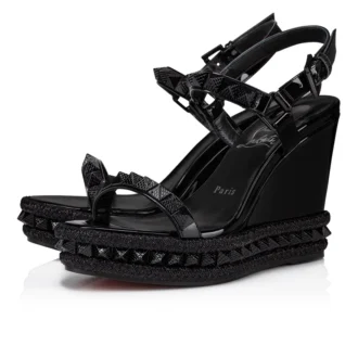 Pyraclou – 110 Mm Espadrilles – Patent Calf Leather – Black – Women