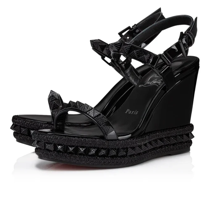 Pyraclou – 110 Mm Espadrilles – Patent Calf Leather – Black – Women Pyraclou – 110 Mm Espadrilles – Patent Calf Leather – Black – Women