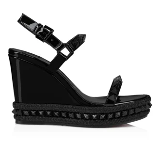 Pyraclou – 110 Mm Espadrilles – Patent Calf Leather – Black – Women