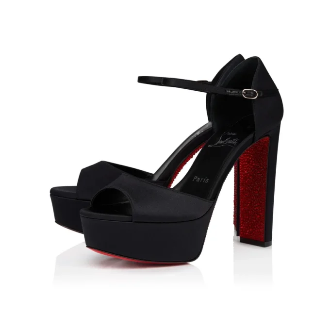 Sandaloo Red Carpet – 130 Mm Strappy Pumps – Crepe Satin – Black – Women Sandaloo Red Carpet – 130 Mm Strappy Pumps – Crepe Satin – Black – Women