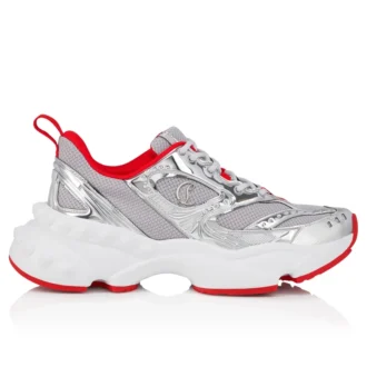 So Flo – Running Sneakers – Laminated Calf Leather – Silver – Men