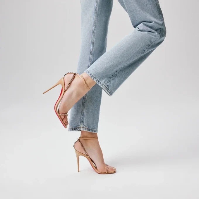 So Me – 100 Mm Strappy Sandals – Kid Leather and Spikes – Blush – Women So Me – 100 Mm Strappy Sandals – Kid Leather and Spikes – Blush – Women