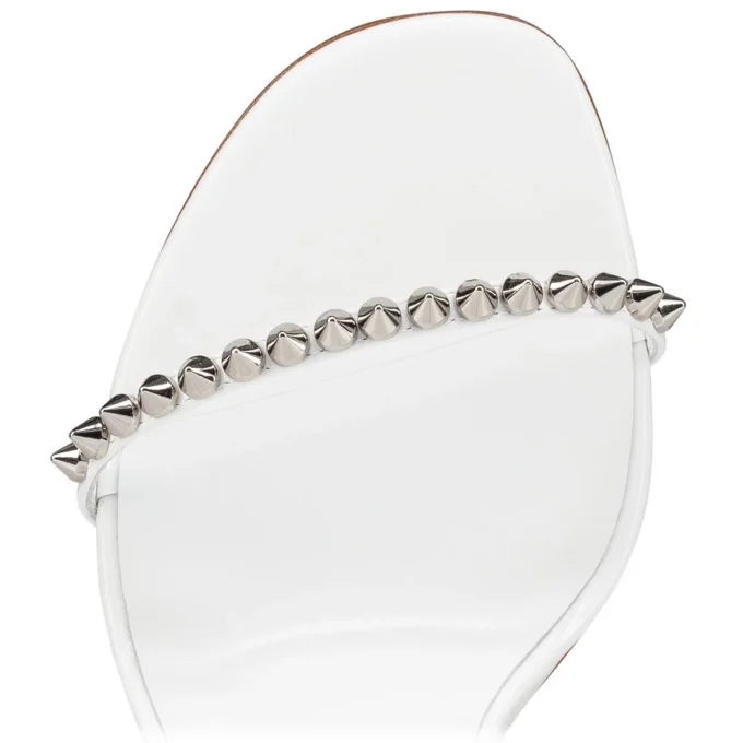 So Me – 100 Mm Strappy Sandals – Patent Calf Leather and Spikes – Bianco – Women So Me – 100 Mm Strappy Sandals – Patent Calf Leather and Spikes – Bianco – Women