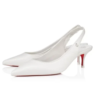 Sporty Kate Sling – 55 Mm Slingback Pumps – Lamb Nappa Leather – Bianco – Women